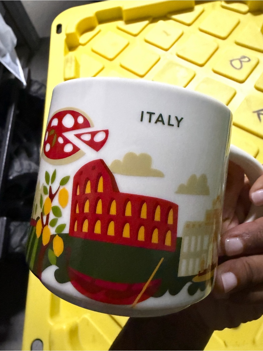 Starbucks Italy Souvenir Ceramic Mug with Red and Green Rome Design